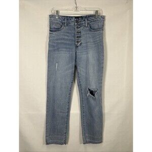 Kut From The Kloth Jeans Reese Fab Ab Ankle High Rise Straight Leg Distressed